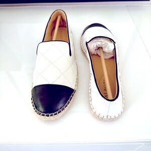 Talbots White and Black Quilted Napa Izzy Espadrille, 8.5 M